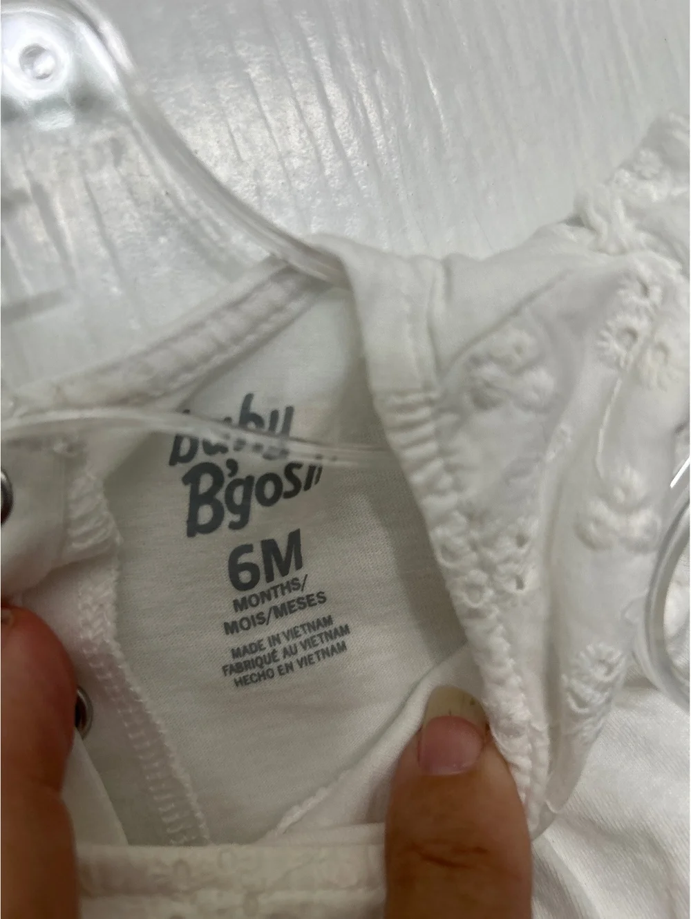 OshKosh B'gosh Baby Girl 6M White Bodysuit and Denim Skirt Overall Dress Set